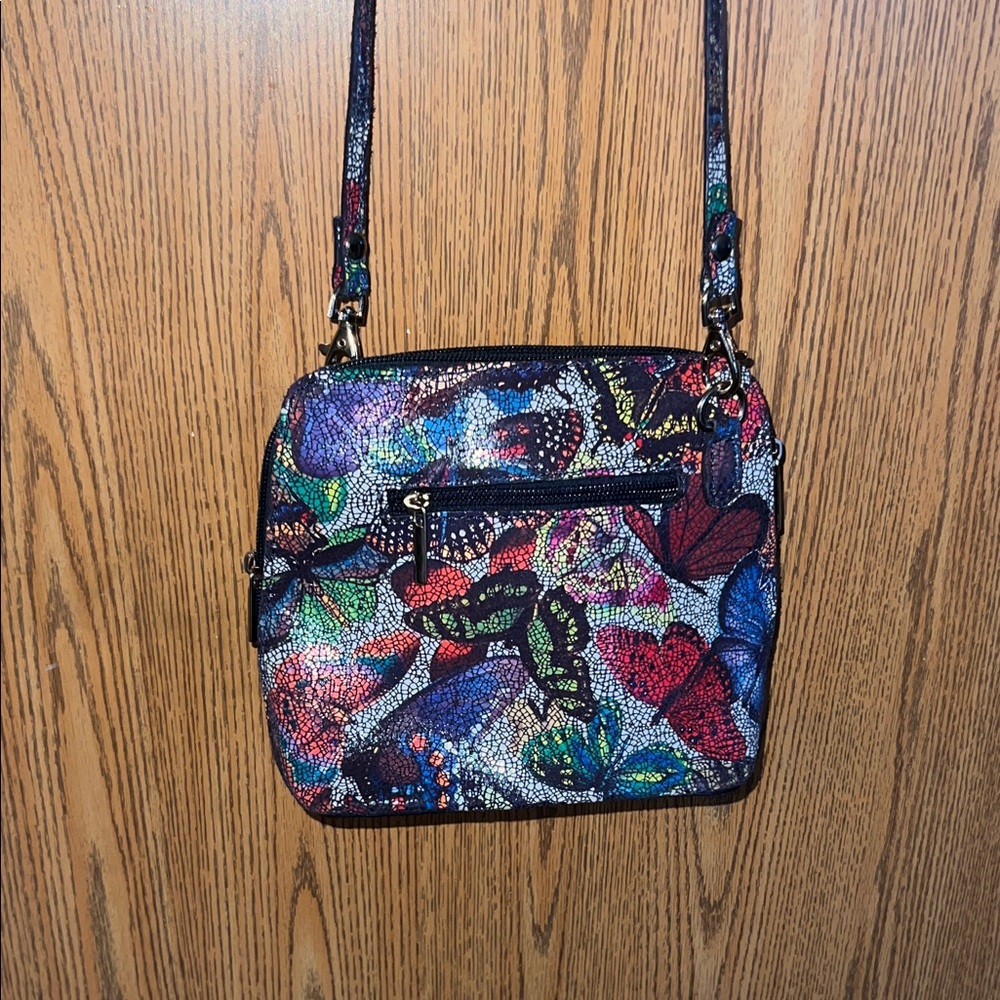 Vera Pelle Multicolor Floral Crossbody Bag/ Borse in pelle